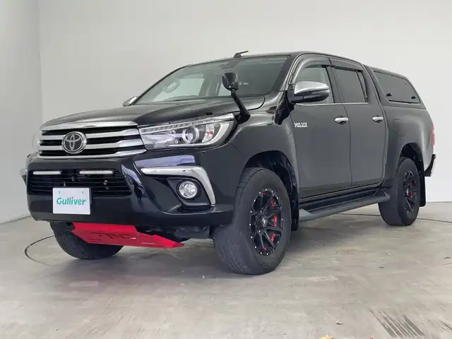 トヨタ ハイラックス Z 三重県 2019(平31)年 6.2万km アティチュードブラックマイカ /禁煙車//社外ポータブルナビ/　BT/フルセグTV/AM/FM/HDMI/CD/DVD//クルーズコントロール//キャノピー//TRD フロントアンダーカバー//ステアリングスイッチ//オートライト//バックモニター//レーンキープアシスト//プリクラッシュ//電格ミラー//ETC//ウィンカーミラー//スペアキー×1//JAOSスタッドレスタイヤ積込