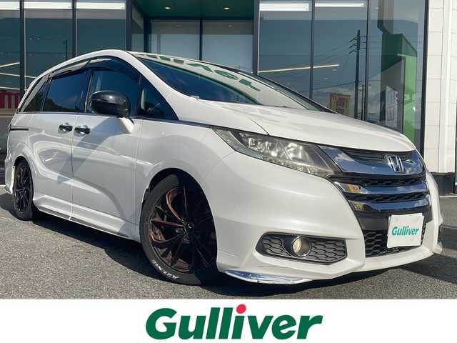 ホンダ オデッセイ アブソルート 兵庫県 2014(平26)年 2.8万km ホワイトオーキッドパール 純正ナビ（AM/FM/BT/DVD/ipod/USB/AUX)/・ワンセグTV/バックカメラ/横滑り防止/アイドリングストップ/ステアリングスイッチ/エコモード/パドルシフト/両側パワースライドドア/デジタルインナーミラー/フリップダウンモニター/ETC