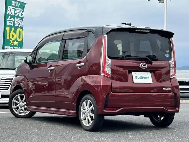 ダイハツ ムーヴ カスタム X 島根県 2015(平27)年 8.5万km ブラックマイカメタリック/ファイアークォーツレッドメタリック 2トーン 登録時走行距離84/684Km/純正SDナビ（NSZP-W65DE）/フルセグTV/DVD/Bluetooth/USB/AUX/純正14インチアルミ/純正LEDヘッドライト/純正LEDフォグランプ/オートライト/スマートキー/プッシュスタート/アイドリングストップ/サイドバイザー/純正フロアマット/バックカメラ