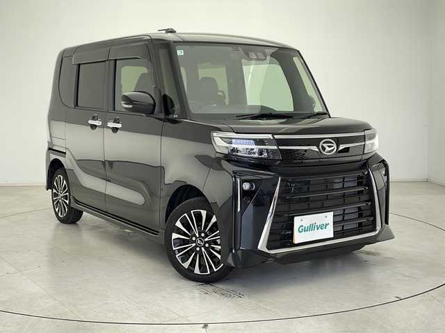 ダイハツ タント カスタム RS 千葉県 2025(令7)年 0.7万km ブラックマイカメタリック 純正ナビ/フルセグTV/衝突被害軽減ブレーキ/レーンキープアシスト/オートハイビーム/バックカメラ/クリアランスソナー/両側パワースライドドア/アイドリングストップ/電動パーキング/オートホールド/プッシュスタート/スマートキー