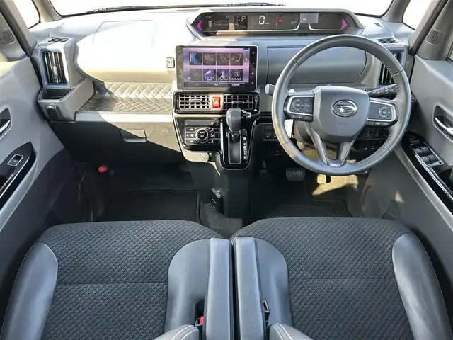 ダイハツ タント カスタム RS セレクション 岡山県 2020(令2)年 4.2万km ブラックマイカメタリック 登録時走行距離41756km/純正9インチナビ/フルセグTV(AM/FM/CD/DVD/Bluetooth)/バックカメラ/両側パワースライドドア/ETC/ドライブレコーダー/スマートアシスト3/・コーナーセンサー/・衝突回避支援ブレーキ機能/・レーダークルーズコントロール/・レーンキープコントロール/・オートマチックハイビーム/D/N席シートヒーター/LEDヘッドライト/USB入力端子/プッシュスタート/スマートキー/純正フロアマット/15インチ純正AW