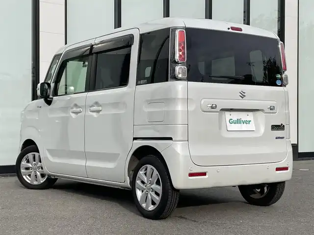 スズキ スペーシア HYBRID X 大阪府 2019(令1)年 4.6万km ピュアホワイトP 社外ナビ　ECLIPSEナビ/・Bluetooth/CD/DVD/フルセグTV/USB/　ラジオ/主要装備/・全方位カメラ/・衝突軽減システム/・レーンキープアシスト/・横滑り防止装置/・アイドリングストップ/・両側パワースライドドア/・クリアランスソナー/・ベンチシート/・シートヒーター/・HUD/・LEDヘッドライト/・ステアリングスイッチ/・純正フロアマット/・純正アルミホイール/・ETC