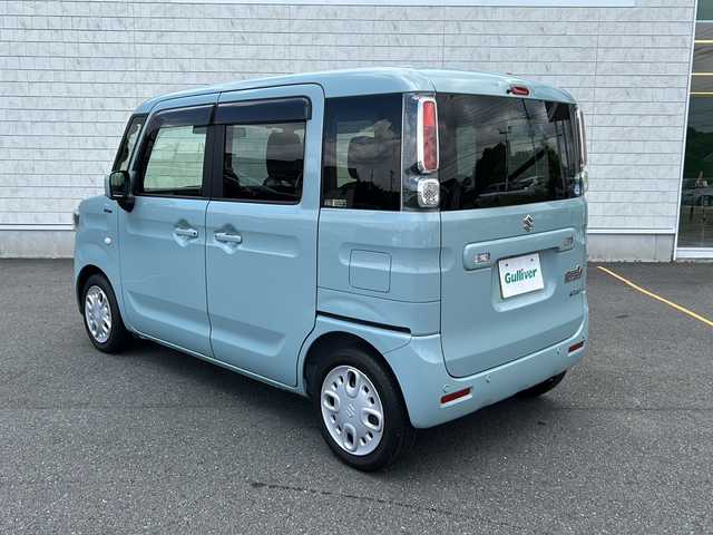 スズキ スペーシア HYBRID X 茨城県 2018(平30)年 2.6万km オフブルーM ディーラーオプションナビ（CN-RZ773W）/【フルセグTV/CD/DVD/Bluetooth/ラジオ】/全方位カメラ/両側パワースライドドア/ヘッドアップディスプレイ/衝突被害軽減システム/レーンキープアシスト/リヤコーナーセンサー/横滑り防止機能/アイドリングストップ/運転席シートヒーター/ETC/リヤサーキュレーター/オートライト/純正フロアマット/純正ドアバイザー/プッシュスタート/スマートキー