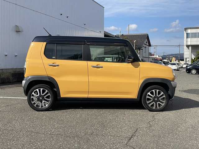 スズキ ハスラー J ブラックインテリアパッケージ 福井県 2018(平30)年 5.4万km アクティブイエロー/ブラック2トーンルーフ 登録時走行距離５３２５６ｋｍ/ワンオーナー/ブラックインテリアパッケージ/４WD/デュアルカメラブレーキサポート/レーンキープアシスト/社外メモリナビゲーション/（CD/DVD/BT）/フルセグテレビ/前後ドライブレコーダー（ミラー型）/純正15インチアルミホイール/HIDヘッドライト/LEDフォグランプ/ダウンヒルコントロール/シートヒーター/ハーフレザーシート/オートライト/アイドリングストップ/ETC/ドアバイザー/プッシュスタート/スマートキー/保証書/取扱説明書