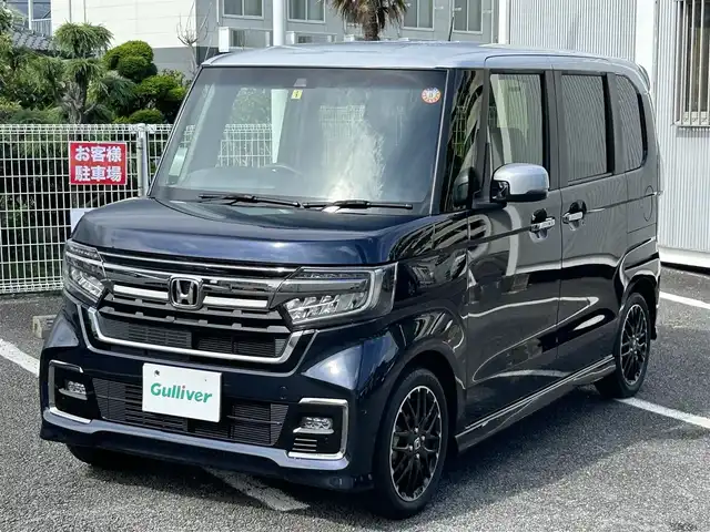 ホンダ Ｎ ＢＯＸ カスタム L ターボ 静岡県 2023(令5)年 1.8万km 紺 ユーザー買取車両/両側パワースライドドア/クルーズコントロール　追従あり/衝突軽減ブレーキ/車線逸脱防止装置/パーキングスイッチ/ブレーキホールド/純正15インチアルミホイール/D/Nシートヒーター/12Vシガーソケット/全席コンソール/ABS/エアバック/パワーウィンドウ/シートヒーター