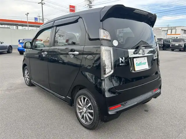 ホンダ Ｎ ＷＧＮ カスタム G ターボパッケージ 岡山県 2015(平27)年 6万km スマートブラック 登録時走行距離60052km/ワンオーナー/社外ナビ/地デジTV(AM.FM.CD.DVD.TV.BT)/ETC/あんしんパッケージ/衝突軽減ブレーキ/クルーズコントロール/オートライト/アイドリングストップ/横滑り防止装置/14インチ純正AW/純正フロアマット/プッシュスタート/スマートキー/パドルシフト