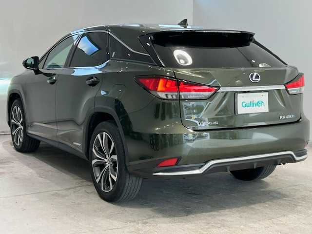 レクサス ＲＸ 450h バージョンL 宮城県 2022(令4)年 3.2万km テレーンカーキマイカM サンルーフ/トヨタセーフティセンス＋/・プリクラッシュセーフティ/・レーンキーピングアシスト/・レーダークルーズコントロール/・オートマチックハイビーム/・ロードサインアシスト/・先行者発進告知/純正ナビ/・アラウンドビューモニター/・フルセグTV/・Bluetooth/CD/AUX/ブラインドスポットモニター/パーキングサポートアラート/前後コーナーセンサー/ヘッドアップディスプレイ/オートブレーキホールド/電子パーキング/電動リアゲート/ETC2.0/前後ドライブレコーダー/100V充電/パドルシフト/ウッドコンビステアリング/・ステアリングヒーター/レザーシート/・シートメモリー（運転席/助手席）/・エアーシート（運転席/助手席）/・シートヒーター（全席）/・パワーシート（全席）/三眼LEDヘッドライト/・オートライト/・フォグランプ/純正アルミホイール/純正フロアマット