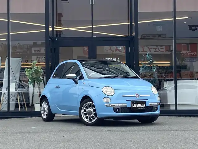 フィアット ５００ 1．2 ラウンジ 福岡県 2011(平23)年 10.2万km ライトブルー ・ガラスルーフ/・社外SDナビ/Bluetooth/・ワンセグ/・社外ETC/・純正15AW/・リモコンキー