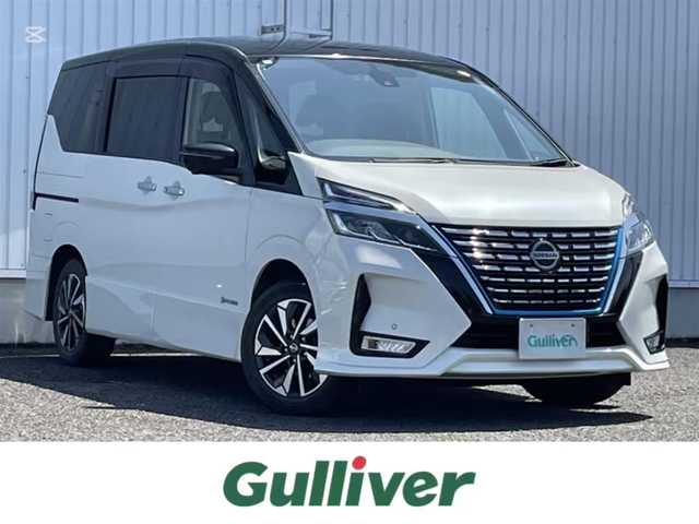 日産 セレナ e－パワー ハイウェイスター V 熊本県 2021(令3)年 2.5万km ブリリアントホワイトパール 2トーン ワンオーナー/純正ナビ/・AM/FM/CD/DVD/BD/USB/HDMI/iPod/BT/・フルセグTV/360°セーフティアシスト/・プロパイロット/・エマージェンシーブレーキ/・後側方衝突防止支援システム/・後側方車両検知警報/・車線逸脱警報/・車線逸脱防止支援システム/・ふらつき警報/・速度標識認識システム/・道路標識認識システム/・ブラインドスポットモニター/前後コーナーセンサー/革巻きステアリング/・ステアリングリモコン/純正ドライブレコーダー【前後】（DJ4-D）/インテリジェントルームミラー/電動格納ミラー/・ウィンカーミラー/オートライト/・LEDライト/・フォグランプ/ETC/電動サイドブレーキ/・ホールドボタン/純正ドアバイザー/純正フロアマット/純正アルミホイール/スマートキー/・スペアキー