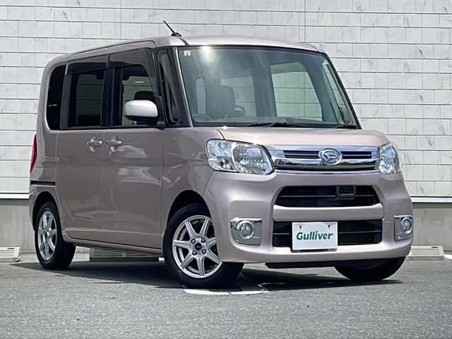 ダイハツ タント X ターボ スマートセレSA&SN 山形県 2014(平26)年 3.6万km ライトローズマイカメタリック 衝突回避支援ブレーキ機能/ビークルスタビリティコントロール/片側パワースライド/純正ナビ/（TV/BT/AM/FM/CD/DVD）/ワンセグTV/バックカメラ/ETC/HDMI端子/スマートキー/プッシュスタート/フォグランプ/純正フロアマット/後席サンシェード