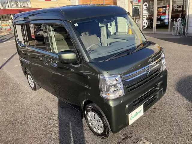 スズキ エブリイ JOIN 滋賀県 2024(令6)年 0.9万km クールカーキPM ワンオーナー/車検8年9月まで/スズキセーフティサポート/リアパーキングセンサー/純正ディスオーディオ/Bluetooth、USB/バックカメラ/ETC/運転席シートヒーター/LEDヘッドライト/両側スライドドア/プッシュスタート/スペアキー有り/取扱説明書/保証書