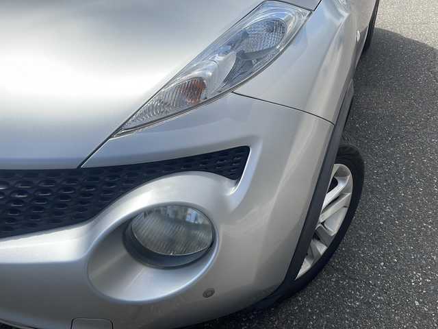 日産 ジューク 15RX 福井県 2010(平22)年 2.7万km ダイヤモンドシルバー スマートキー/プッシュスタート/HIDヘッドライト/フォグランプ/オートライト/ETC/電動格納ミラー/ステアリングスイッチ/コーナーセンサー/純正フロアマット