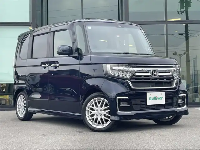 ホンダ Ｎ ＢＯＸ カスタム L ターボ 愛媛県 2021(令3)年 3.5万km ミッドナイトブルービームM Pioneer8型ナビ(BT/フルセグTV)/バックカメラ/ホンダセンシング/両側電動スライドドア/アダプティブクルーズコントロール/バックソナー/衝突被害軽減装置/車線逸脱防止装置/ハーフレザー/シートヒーター/前後ドライブレコーダー/純正フロアマット/LEDヘッドライト/オートライト/オートマチックハイビーム/ETC/現状サマー(純正AW)(165/55/R15)/禁煙車