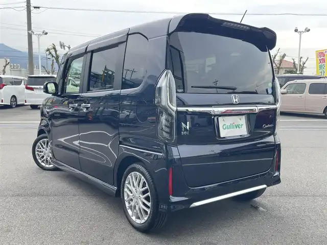 ホンダ Ｎ ＢＯＸ カスタム L ターボ 愛媛県 2021(令3)年 3.5万km ミッドナイトブルービームM Pioneer8型ナビ(BT/フルセグTV)/バックカメラ/ホンダセンシング/両側電動スライドドア/アダプティブクルーズコントロール/バックソナー/衝突被害軽減装置/車線逸脱防止装置/ハーフレザー/シートヒーター/前後ドライブレコーダー/純正フロアマット/LEDヘッドライト/オートライト/オートマチックハイビーム/ETC/現状サマー(純正AW)(165/55/R15)/禁煙車