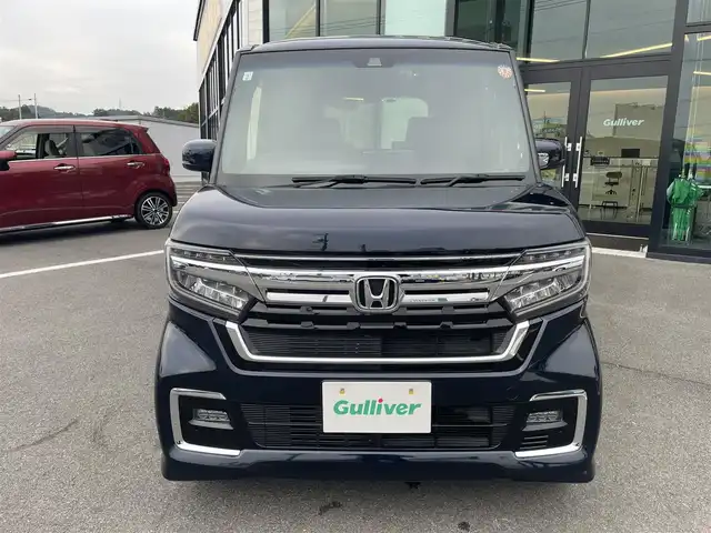 ホンダ Ｎ ＢＯＸ カスタム L ターボ 愛媛県 2021(令3)年 3.5万km ミッドナイトブルービームM Pioneer8型ナビ(BT/フルセグTV)/バックカメラ/ホンダセンシング/両側電動スライドドア/アダプティブクルーズコントロール/バックソナー/衝突被害軽減装置/車線逸脱防止装置/ハーフレザー/シートヒーター/前後ドライブレコーダー/純正フロアマット/LEDヘッドライト/オートライト/オートマチックハイビーム/ETC/現状サマー(純正AW)(165/55/R15)/禁煙車