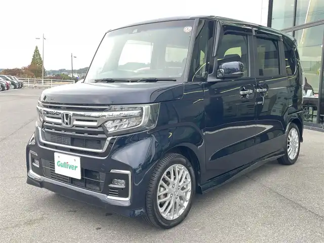 ホンダ Ｎ ＢＯＸ カスタム L ターボ 愛媛県 2021(令3)年 3.5万km ミッドナイトブルービームM Pioneer8型ナビ(BT/フルセグTV)/バックカメラ/ホンダセンシング/両側電動スライドドア/アダプティブクルーズコントロール/バックソナー/衝突被害軽減装置/車線逸脱防止装置/ハーフレザー/シートヒーター/前後ドライブレコーダー/純正フロアマット/LEDヘッドライト/オートライト/オートマチックハイビーム/ETC/現状サマー(純正AW)(165/55/R15)/禁煙車