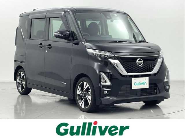 日産 ルークス ハイウェイスター Gターボ 熊本県 2021(令3)年 5.9万km ブラック 純正ナビ（ＣＤ・ＤＶＤ・フルセグ・ＢＴ・ＳＤ・ＵＳＢ）/全周囲カメラ　/純正前方ドライブレコーダー　/ビルトインＥＴＣ　/両側パワースライドドア　/前後クリアランスソナー　/衝突軽減ブレーキ　/レーンキープアシスト/エマージェンシーブレーキ/車線逸脱警報/先行車発進お知らせ機能/ふらつき警報機能/横滑り防止/アイドリングストップ/純正フロアマット/純正１５インチAW/オートライト/LEDヘッドライト/フォグライト/スマートキー/プッシュスタート/スペアキー1本