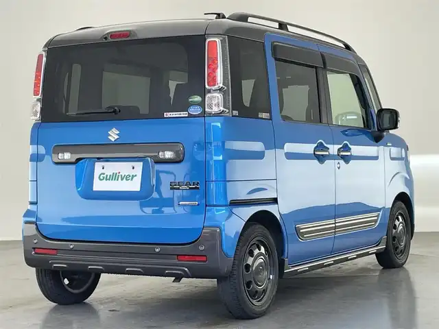 スズキ スペーシア ギア HYBRID XZ 愛知県 2019(平31)年 4.4万km ブリスクブルーメタリック/ガンメタリック2トーンルーフ 純正ディスプレイ　バックカメラ　禁煙車　Ｂｌｕｅｔｏｏｔｈ　デュアルセンサーブレーキ　衝突軽減　車線逸脱　シートヒーター　前後ドラレコ　両側パワスラ　ルーフレール　サーキュレーター　ＬＥＤオートライト　リヤパーキングセンサー