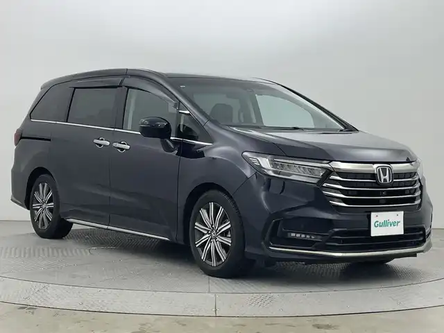ホンダ オデッセイ ハイブリッド e:HEVアブソルート 新潟県 2021(令3)年 3.5万km プレミアムヴィーナスブラックP ワンオーナー/スマートキー/メモリナビ　型式VXU-217DYi/BT/SD/USB/HDMI/全周囲カメラ/フルセグ/ETC/ドライブレコーダー前後/パワーシート　D席/ハーフレザー/両側パワースライドドア/ホンダセンシング/LEDライト
