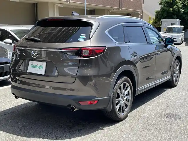 マツダ ＣＸ－８ 25T Lパッケージ 大阪府 2020(令2)年 5.3万km チタニウムフラッシュマイカ BOSEスピーカー/電動スライドガラスサンルーフ/ルーフレール/全方位カメラ/バックカメラ/フルセグテレビ　（CD／DVD／BT）/i-ACTIVSENSE/・アダプティブLEDヘッドライト/・交通標識認識システム/・ドライバーアテンションアラート/・レーンキープアシストシステム/・車線逸脱警報システム/・ブラインドスポット/・アドバンストスマートシティーブレーキサポート/・スマートシティブレーキサポート/・ヒルローンチアシスト/クルーズコントロール追従走行アリ/シートヒーター（1列目／2列目）/革巻きステアリング/ステアリングヒーター/前後ドライブレコーダー/ETC/USB（前席2個／2列目2個／3列目2個）/ISOFIX