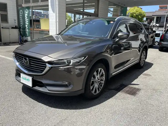 マツダ ＣＸ－８ 25T Lパッケージ 大阪府 2020(令2)年 5.3万km チタニウムフラッシュマイカ BOSEスピーカー/電動スライドガラスサンルーフ/ルーフレール/全方位カメラ/バックカメラ/フルセグテレビ　（CD／DVD／BT）/i-ACTIVSENSE/・アダプティブLEDヘッドライト/・交通標識認識システム/・ドライバーアテンションアラート/・レーンキープアシストシステム/・車線逸脱警報システム/・ブラインドスポット/・アドバンストスマートシティーブレーキサポート/・スマートシティブレーキサポート/・ヒルローンチアシスト/クルーズコントロール追従走行アリ/シートヒーター（1列目／2列目）/革巻きステアリング/ステアリングヒーター/前後ドライブレコーダー/ETC/USB（前席2個／2列目2個／3列目2個）/ISOFIX
