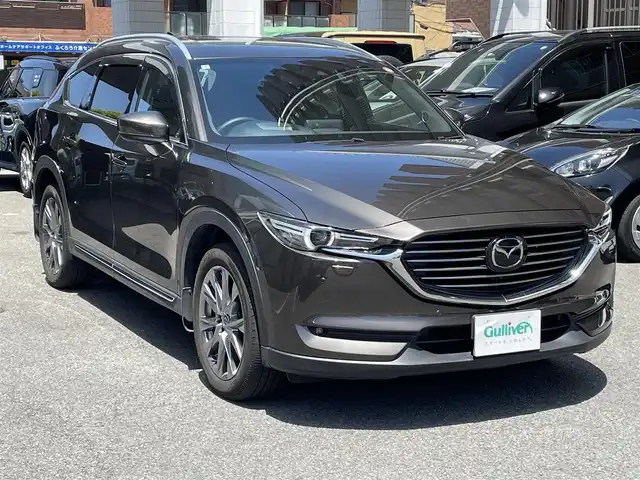 マツダ ＣＸ－８ 25T Lパッケージ 大阪府 2020(令2)年 5.3万km チタニウムフラッシュマイカ BOSEスピーカー/電動スライドガラスサンルーフ/ルーフレール/全方位カメラ/バックカメラ/フルセグテレビ　（CD／DVD／BT）/i-ACTIVSENSE/・アダプティブLEDヘッドライト/・交通標識認識システム/・ドライバーアテンションアラート/・レーンキープアシストシステム/・車線逸脱警報システム/・ブラインドスポット/・アドバンストスマートシティーブレーキサポート/・スマートシティブレーキサポート/・ヒルローンチアシスト/クルーズコントロール追従走行アリ/シートヒーター（1列目／2列目）/革巻きステアリング/ステアリングヒーター/前後ドライブレコーダー/ETC/USB（前席2個／2列目2個／3列目2個）/ISOFIX