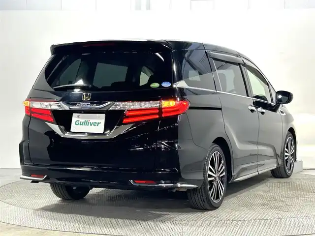 ホンダ オデッセイ アブソルート EX 大阪府 2014(平26)年 3.9万km クリスタルブラックパール 純正ナビ(フルセグ/DVD再生/Bluetooth) 360カメラ 後席モニター ETC 両側パワースライドドア ハーフレザー パワーシート オットマン クルコン BSM ワンオーナー