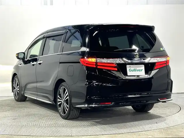 ホンダ オデッセイ アブソルート EX 大阪府 2014(平26)年 3.9万km クリスタルブラックパール 純正ナビ(フルセグ/DVD再生/Bluetooth) 360カメラ 後席モニター ETC 両側パワースライドドア ハーフレザー パワーシート オットマン クルコン BSM ワンオーナー
