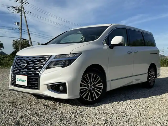 日産 エルグランド 250ハイウェイスターS 兵庫県 2025(令7)年 0.1千km ピュアホワイトパール アラウンドビューモニタ-/BSM/レーダークルコン/レーンキープ/オートハイビーム/両側パワースライドドアパワーバックドア/ハーフレザーシート/Ｗエアコン