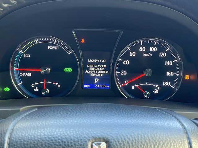 トヨタ クラウン ハイブリッド アスリートS 広島県 2013(平25)年 7.4万km プレシャスブラックパール 禁煙車/純正ナビ/・フルセグ/CD/DVD/Bluetooth/USB/バックカメラ/革巻きステアリング/ステアリングヒーター/オートライト/HIDヘッドライト/フォグランプ/前席パワーシート/前席シートヒーター/前後ドライブレコーダー（ZDR-016）/ETC/ドアバイザー/純正17インチアルミホイール/W+サイド+カーテンエアバック