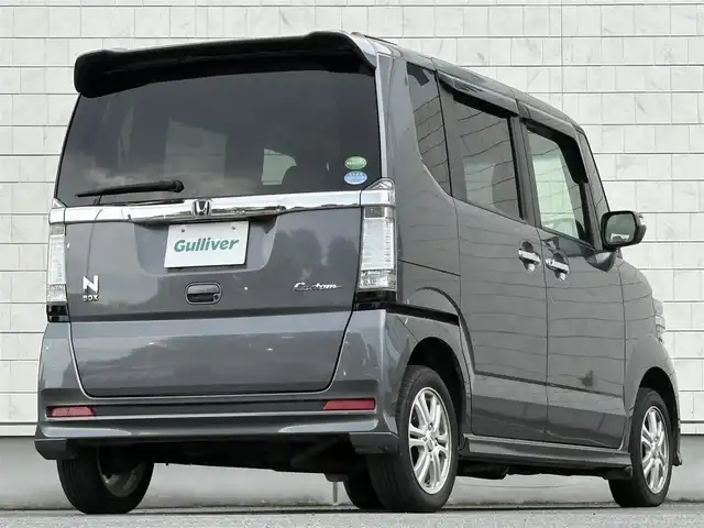 ホンダ Ｎ ＢＯＸ カスタム G Lパッケージ 岩手県 2012(平24)年 5.3万km ポリッシュドメタルメタリック 禁煙車/4WD/純正フリップダウンモニター/片側パワースライドドア/純正ナビ/→フルセグTV/Bluetooth/CD/DVD/FM/AM/バックカメラ/ステアリングスイッチ/横滑り防止装置/オートライト/フォグライト/〇プッシュスタート/〇電動格納ミラー/〇ウィンカーミラー/〇ドアバイザー/〇フロアマット/〇シガーソケット/〇スマートキー/スペアキー/ETC/冬タイヤ社外アルミホイール車載/→7mm×4本