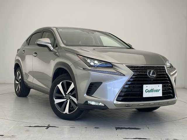 レクサス ＮＸ 300h バージョンL 沖縄県 2019(令1)年 5万km ソニックチタニウム 純正ナビ/（フルセグTV　DVD　Bluetooth接続）/バックカメラ/ETC2.0/レーダークルーズコントロール/レザーシート/シートヒーター/パワーシート/パワーバックドア/クリアランスソナー/ステアリングスイッチ/革巻きステアリング/パドルシフト/BSM/LEDヘッドライト/オートライト/純正フロアマット/ドアバイザー/スマートキー/スペアキー/プッシュスタート/純正18インチアルミホイール/保証書/取扱説明書/プッシュスタート