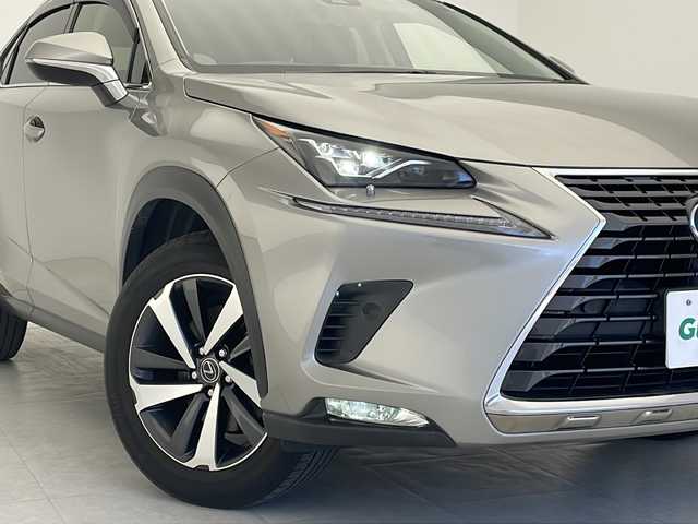レクサス ＮＸ 300h バージョンL 沖縄県 2019(令1)年 5万km ソニックチタニウム 純正ナビ/（フルセグTV　DVD　Bluetooth接続）/バックカメラ/ETC2.0/レーダークルーズコントロール/レザーシート/シートヒーター/パワーシート/パワーバックドア/クリアランスソナー/ステアリングスイッチ/革巻きステアリング/パドルシフト/BSM/LEDヘッドライト/オートライト/純正フロアマット/ドアバイザー/スマートキー/スペアキー/プッシュスタート/純正18インチアルミホイール/保証書/取扱説明書/プッシュスタート