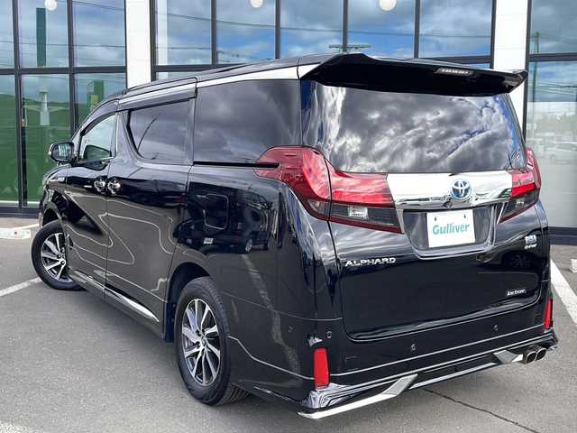 トヨタ アルファードハイブリット SR Cパッケージ 道東・釧路十勝 2016(平28)年 7.5万km スパークリングブラックパールクリスタルシャイン ・4WD/・モデリスタエアロ/・純正9インチディスプレイオーディオ/（ナビ・BT・CD・DVD・AUX・SD・USB・フルセグ）/・JBLプレミアムサウンド/・バックカメラ/・両側パワースライドドア/・パワーバックドア/・レーダークルーズコントロール/・衝突被害軽減ブレーキ/・クリアランスソナー/・横滑り防止装置/・パーキングアシスト/・前席シートヒーター/・前席パワーシート/・ステアリングスイッチ/・電動格納ミラー/・ETC/・レザーシート/・ステアリングヒーター/・LEDヘッドライト/・オートライト/・オートマチックハイビーム/・スマートキー/・プッシュスタート