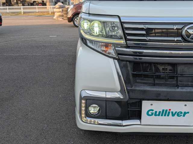 ダイハツ タント カスタム RS トップED SA Ⅲ 福井県 2017(平29)年 5.6万km パールホワイトⅢ 純正SDナビ/AM/FM/ワンセグ/BT/CD/AUX/バックカメラ/両側パワースライドドア/衝突被害軽減システム/後方コーナーセンサー/横滑り防止装置/盗難防止装置/アイドリングストップ/ETC/運転席シートヒーター/サンシェード/純正フロアマット/ダブル＋サイドエアバッグ/LEDヘッドライト/Fフォグ/オートマチックハイビーム/純正AW付きサマータイヤ積込/スマートキー