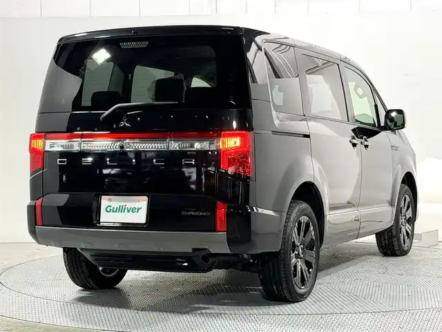 三菱 デリカＤ：５ シャモニー 大阪府 2025(令7)年 0.1千km 黒Ⅱ 登録済未使用車 ALPINE12.8incナビTV 360カメラ フリップダウンモニター パワーシート/ヒーター ステアリングヒーター 電動リアゲート レーダークルコン 衝突軽減ブレーキ レーンアシスト ブラインドSM 100V電源