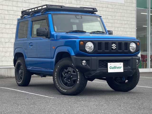 スズキ ジムニー XL 茨城県 2018(平30)年 4.4万km ブリスクブルーM スズキセーフティサポート/ルーフキャリア/リアラダー/背面タイヤ/ダウンヒルアシスト/ETC/純正16inアルミホイール/純正フロアマット/スマートキー/スペアキー/取扱説明書/保証書