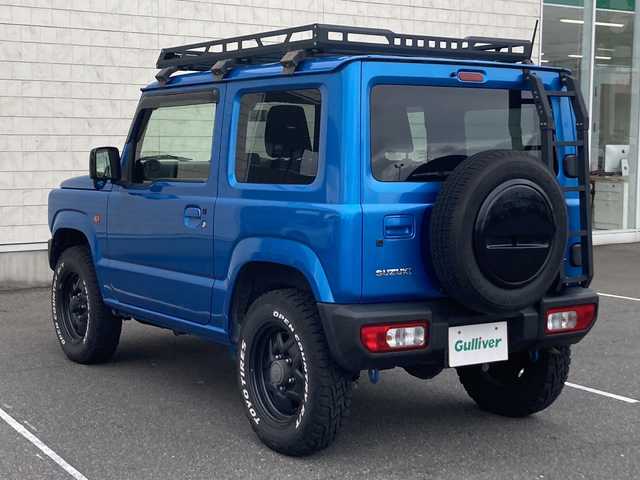 スズキ ジムニー XL 茨城県 2018(平30)年 4.4万km ブリスクブルーM スズキセーフティサポート/ルーフキャリア/リアラダー/背面タイヤ/ダウンヒルアシスト/ETC/純正16inアルミホイール/純正フロアマット/スマートキー/スペアキー/取扱説明書/保証書