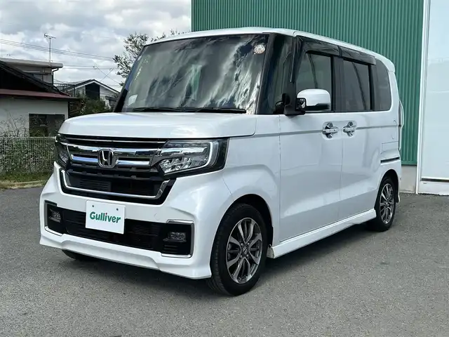 ホンダ Ｎ ＢＯＸ カスタム EX 福岡県 2021(令3)年 9万km プラチナホワイトパール クルーズコントロール/衝突軽減ブレーキ/レーンキープアシスト/オートライト/LEDヘッドライト/純正Gathersナビ/Bluetoothオーディオ/USB接続/フルセグTV/ETC/バックカメラ/プッシュスタートボタン/スマートキー/純正フロアマット/純正アルミホイール