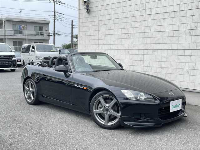 ホンダ Ｓ２０００ 埼玉県 2001(平13)年 3.5万km ベルリナブラック 外部検査済み/FUJITSUBOマフラー/BILSTEIN車高調/GReddyタワーバー/OPフロントエアロ/OPモデューロ17インチアルミ/OP黒革シート/OPトランクスポイラー/OPウインドウディフレクター/HIDヘッドライト/VGS/電動フルオープン/レーシングステアリング/キーレス/スペアキー/点検記録簿/（H14/H17/H18/H20/H22/H24/H25/H26/H28/H30/R2）/新車保証書/取扱説明書