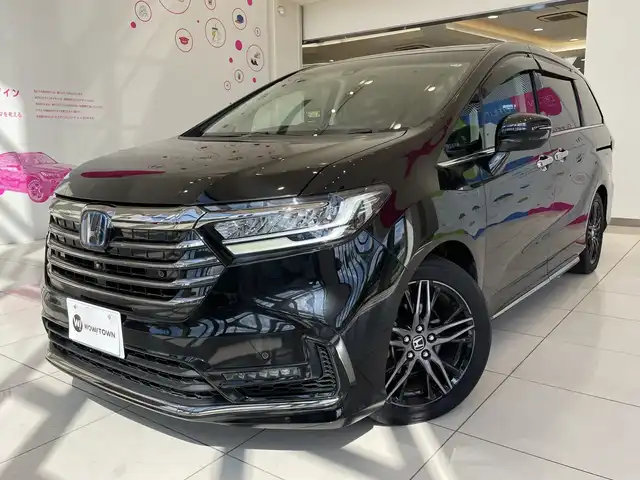 ホンダ オデッセイ ハイブリッド e:HEVアブソルート EX 埼玉県 2021(令3)年 2.7万km プレミアムスパークルブラックパール ホンダセンシング/純正10インチメナビ/　　CD/DVD/BT/フルセグTV/全方位カメラ/両側パワースライドドア/パワーバックドア/アダプティブクルーズコントロール/LEDオートライト/ハーフレザーシート/パワーシート/シートヒーター/純正18インチAW/ブラインドスポットモニター/ステアリングスイッチ/プッシュスタート/スペアキー1本/ビルトインETC2.0/禁煙車
