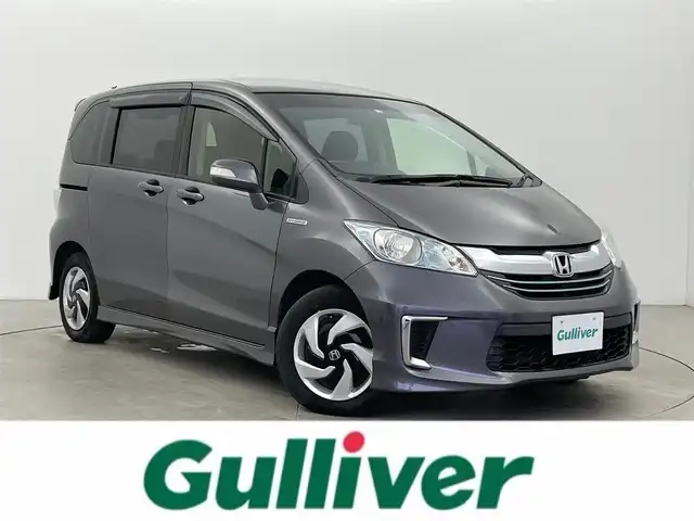 ホンダ フリード ハイブリット ジャストセレクション 富山県 2014(平26)年 5.8万km モダンスティールM 純正ナビ（CD　DVD　bluetooth）/ワンセグTV（走行中可）/バックカメラ/ビルトインETC/両側パワースライドドア/スマートキー/オートライト/HIDヘッドライト/クルーズコントロール/横滑防止装置/純正マット、社外バイザー