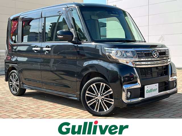 ダイハツ タント カスタム RS トップED SA Ⅲ 鳥取県 2018(平30)年 5.5万km ブラックマイカメタリック ワンオーナー/フルタイム4WD/スマートキーx２個/両側パワースライド/ハーフレザーシート/プリクラッシュセーフティ/レーンデパーチャーアラート/バックソナー/オートハイビーム/ドライブレコーダー/社外メモリナビゲーション/フルセグ・Bluetooth/バックカメラ/オートリトラクトミラー/オートエアコン/リアサンシェード/LEDヘッドライト/LEDフォグ/保証書・取説
