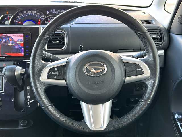 ダイハツ タント カスタム RS トップED SA Ⅲ 鳥取県 2018(平30)年 5.5万km ブラックマイカメタリック ワンオーナー/フルタイム4WD/スマートキーx２個/両側パワースライド/ハーフレザーシート/プリクラッシュセーフティ/レーンデパーチャーアラート/バックソナー/オートハイビーム/ドライブレコーダー/社外メモリナビゲーション/フルセグ・Bluetooth/バックカメラ/オートリトラクトミラー/オートエアコン/リアサンシェード/LEDヘッドライト/LEDフォグ/保証書・取説