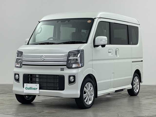 スズキ エブリィ ワゴン PZターボ スペシャル ハイルーフ 群馬県 2025(令7)年 0.1千km パールホワイト 届出済未使用車　１８Km/衝突被害軽減ブレーキ/レーンアシスト/純正７インチディスプレイオーディオ/Bluetooth/AppleCarPlay/AndroidAuto/バックカメラ/両側パワースライドドア/オートステップ/リアコーナーセンサー/運転席シートヒーター/アイドリングストップ/ステアリングリモコン/オートライト/オートハイビーム/LEDヘッドライト/ハロゲンフォグ/ヘッドライトレベライザー/電動格納ミラー/ウィンカーミラー/純正AW/革巻きステアリング/プッシュスタート/スマートキー
