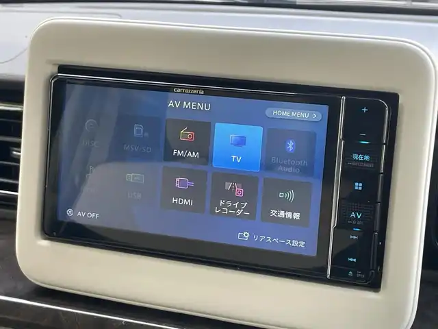 スズキ ラパン モード 静岡県 2021(令3)年 2.7万km ノクターンブルーパール/ホワイト 2トーンルーフ １オーナー/デュアルセンサーブレーキサポート　/社外ナビ　/地デジ　/全方位カメラ　/前席シートヒーター　/オートライト / 純正１４インチAW /デンカク  /ETC /スマートキー  /保証書　/取説