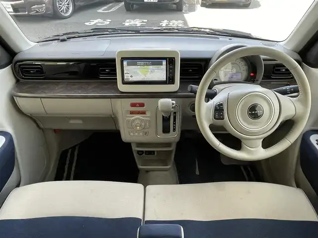スズキ ラパン モード 静岡県 2021(令3)年 2.7万km ノクターンブルーパール/ホワイト 2トーンルーフ １オーナー/デュアルセンサーブレーキサポート　/社外ナビ　/地デジ　/全方位カメラ　/前席シートヒーター　/オートライト / 純正１４インチAW /デンカク  /ETC /スマートキー  /保証書　/取説