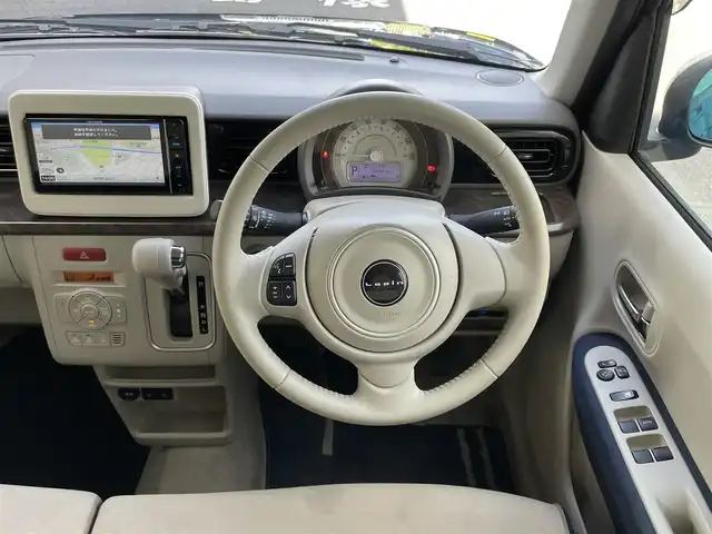 スズキ ラパン モード 静岡県 2021(令3)年 2.7万km ノクターンブルーパール/ホワイト 2トーンルーフ １オーナー/デュアルセンサーブレーキサポート　/社外ナビ　/地デジ　/全方位カメラ　/前席シートヒーター　/オートライト / 純正１４インチAW /デンカク  /ETC /スマートキー  /保証書　/取説