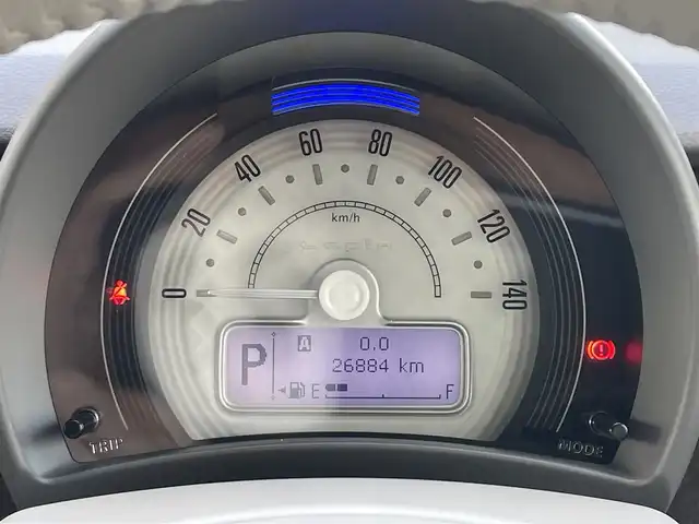 スズキ ラパン モード 静岡県 2021(令3)年 2.7万km ノクターンブルーパール/ホワイト 2トーンルーフ １オーナー/デュアルセンサーブレーキサポート　/社外ナビ　/地デジ　/全方位カメラ　/前席シートヒーター　/オートライト / 純正１４インチAW /デンカク  /ETC /スマートキー  /保証書　/取説