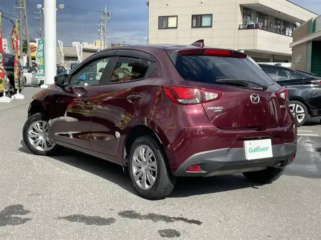 マツダ デミオ 13S 長野県 2017(平29)年 5.4万km ディープクリムゾンマイカ ４WD/スタッドレス積み込み/純正ナビ/・Bluetooth/TV/DVD/CD/AUX/社外ドライブレコーダー前方のみ/ETC/純正フロアマット/布系シート/冷房AC/純正15インチAW/HIDライト/衝突被害軽減システム/電格ミラー/W+サイドエアバッグ/ドアバイザー/スマートキー/取扱説明書